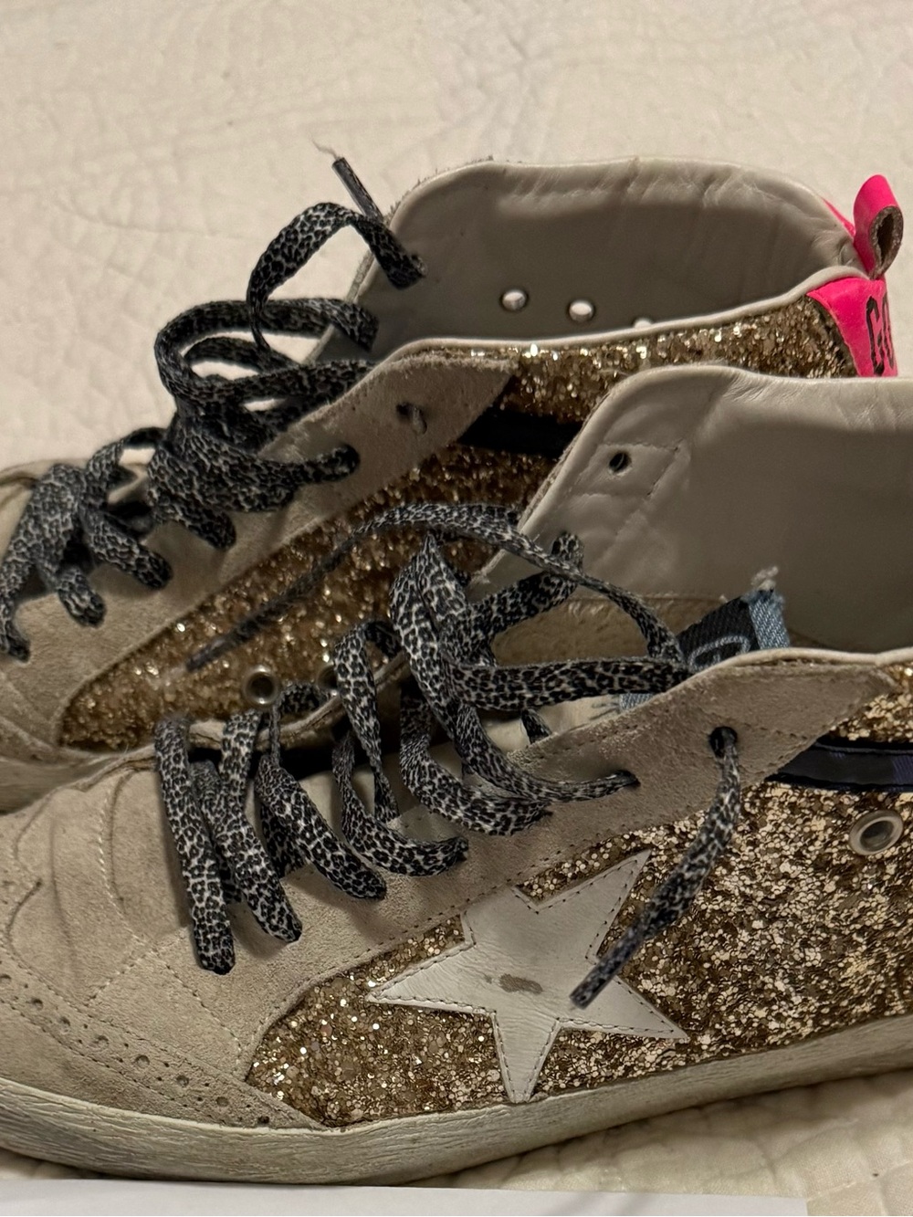 Golden Goose Gold Glitter Mid-Star Sneakers Limited Edition size 41